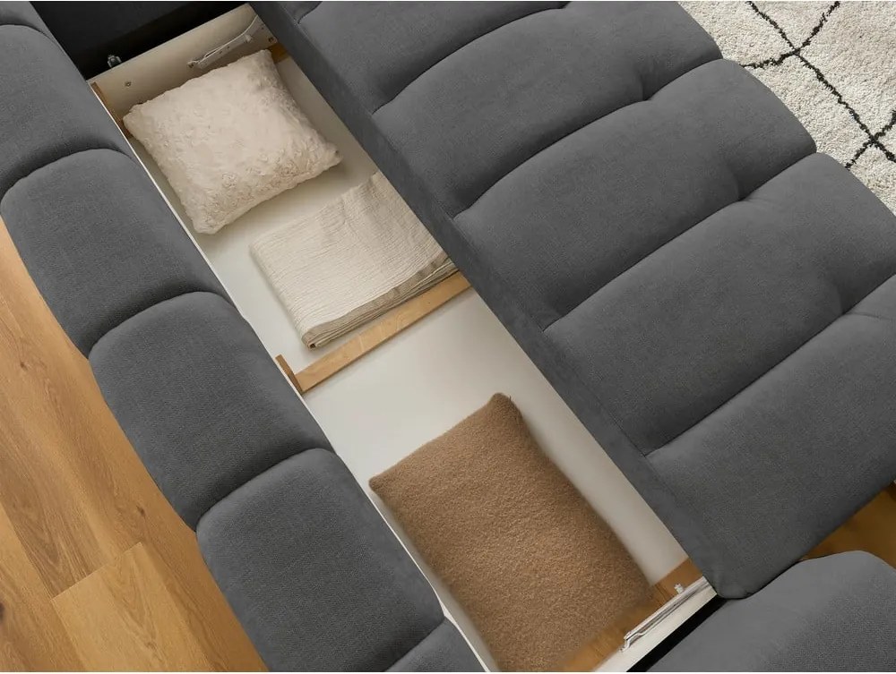 Divano grigio scuro allungabile e con contenitore 251 cm Fuji – Bobochic Paris