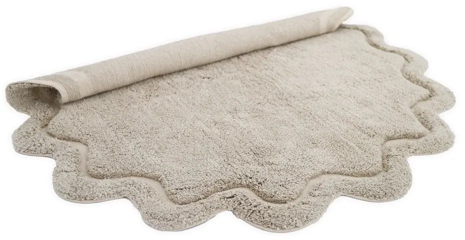 Tappeto rotondo beige in cotone lavabile e tessuto a mano ø 110 cm Sweet April Lin – Nattiot