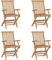 Sedie da Giardino Pieghevoli 4 pz in Legno Massello di Teak cod mxl 14694