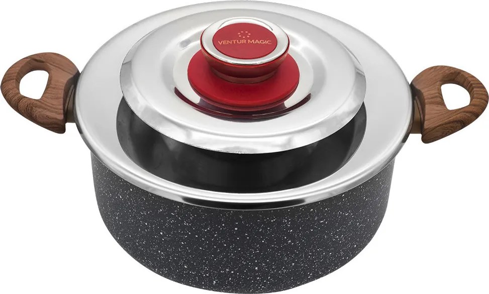 Coperchio Magico Antiodore Ø31 cm Ventur Magic in Acciaio Inox Pomolo in Bachelite Cooker Rosso...