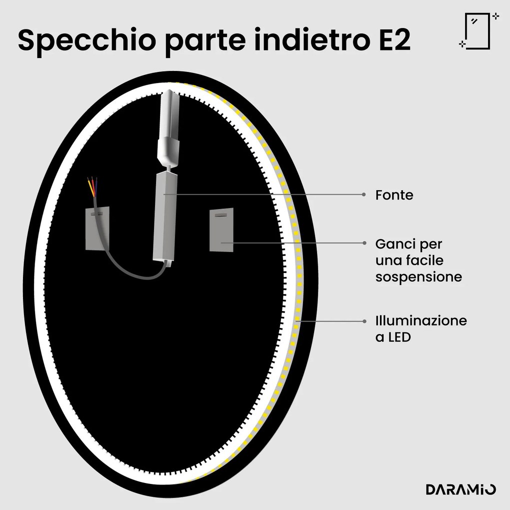Specchio rotondo con luce LED E2