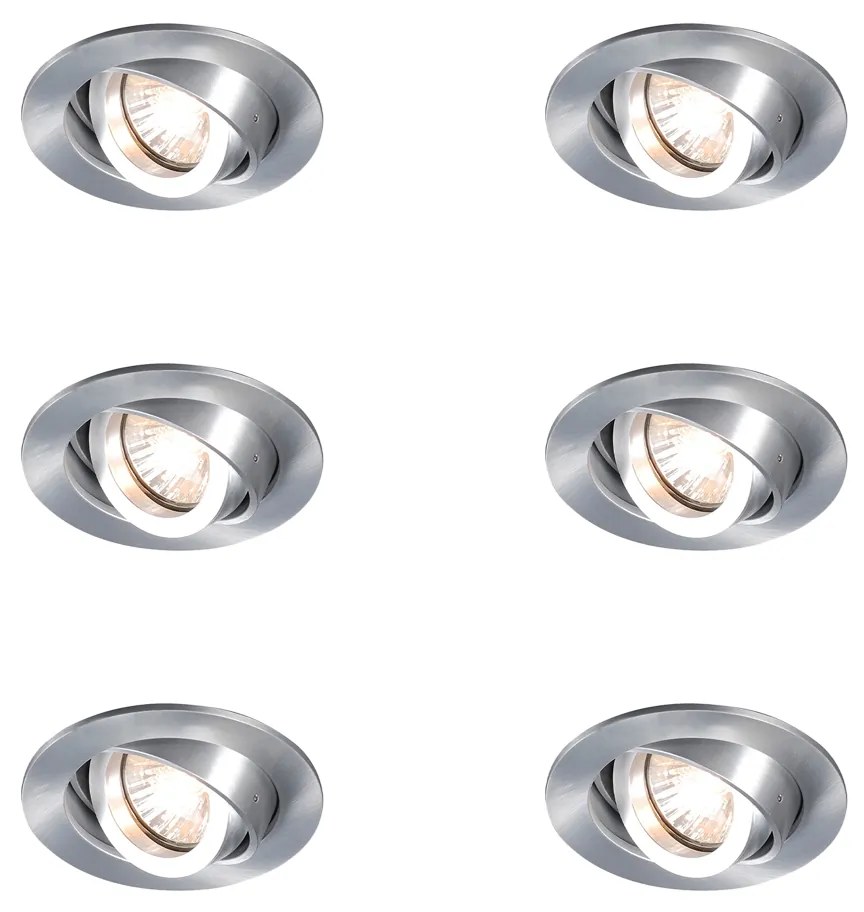 Set di 6 faretti da incasso moderni orientabili - Club