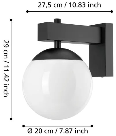Eglo 900669 - Applique da esterno BUFALATA 1xE27/40W/230V nero IP44