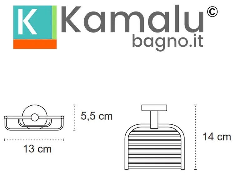 Kamalu - Portasapone griglia in acciaio inox bianco opaco con installazione a parete| MIRA-B