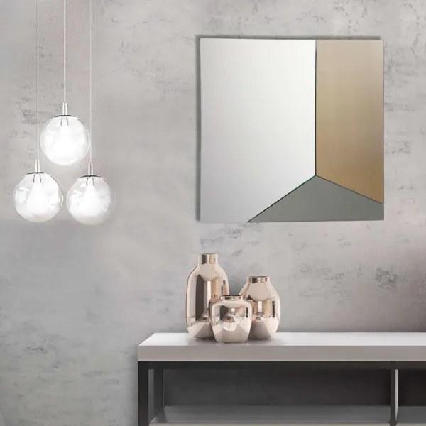 Specchio quadrato moderno 80x80 cm con vetro fumč e bronzo - GEORGE