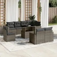 Set Divano da Giardino 9 pz con Cuscini Grigio in Polyrattan 3267410