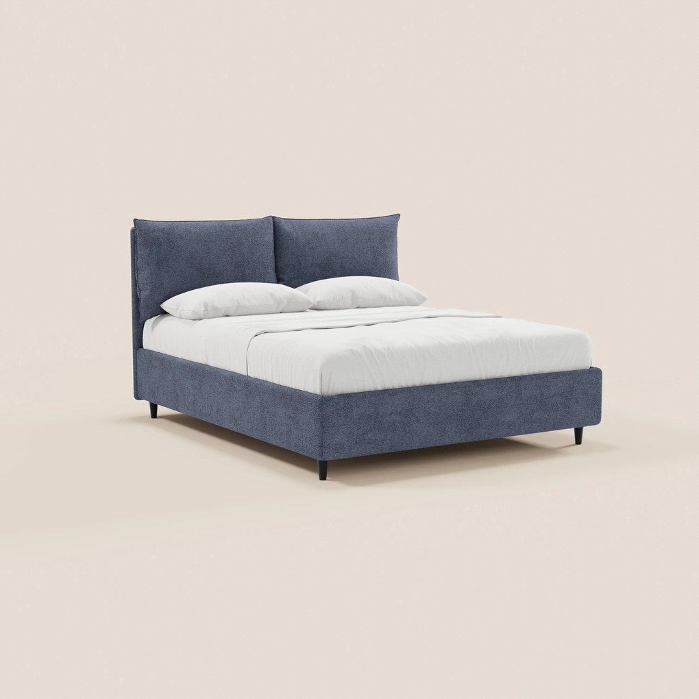 ZAYRON letto imbottito con vano contenitore e morbidi cuscini regolabili - design moderno in tessuto certificato Oeko-Tex®
