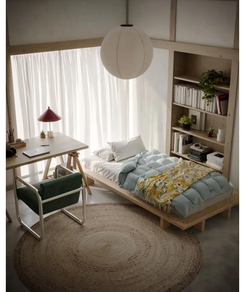 Letto singolo di colore naturale in pino massiccio con rete inclusa 120x200 cm Japan – Karup Design