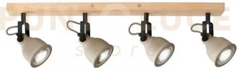 Applique a parete kisa grigia e legno 4 luci attacco gu10 70x8x15,9cm