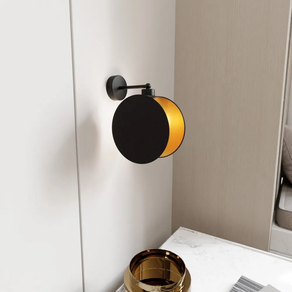 Applique da Parete in Acciaio e Tessuto MOTIF K1 E27 Colore del corpo Nero e Oro