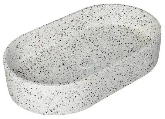 Kamalu - lavabo da appoggio ovale con finitura terrazzo stracciatella | kterl-600str