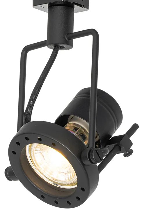 Sistema a binario industriale con 3 faretti monofase nero - Suplux