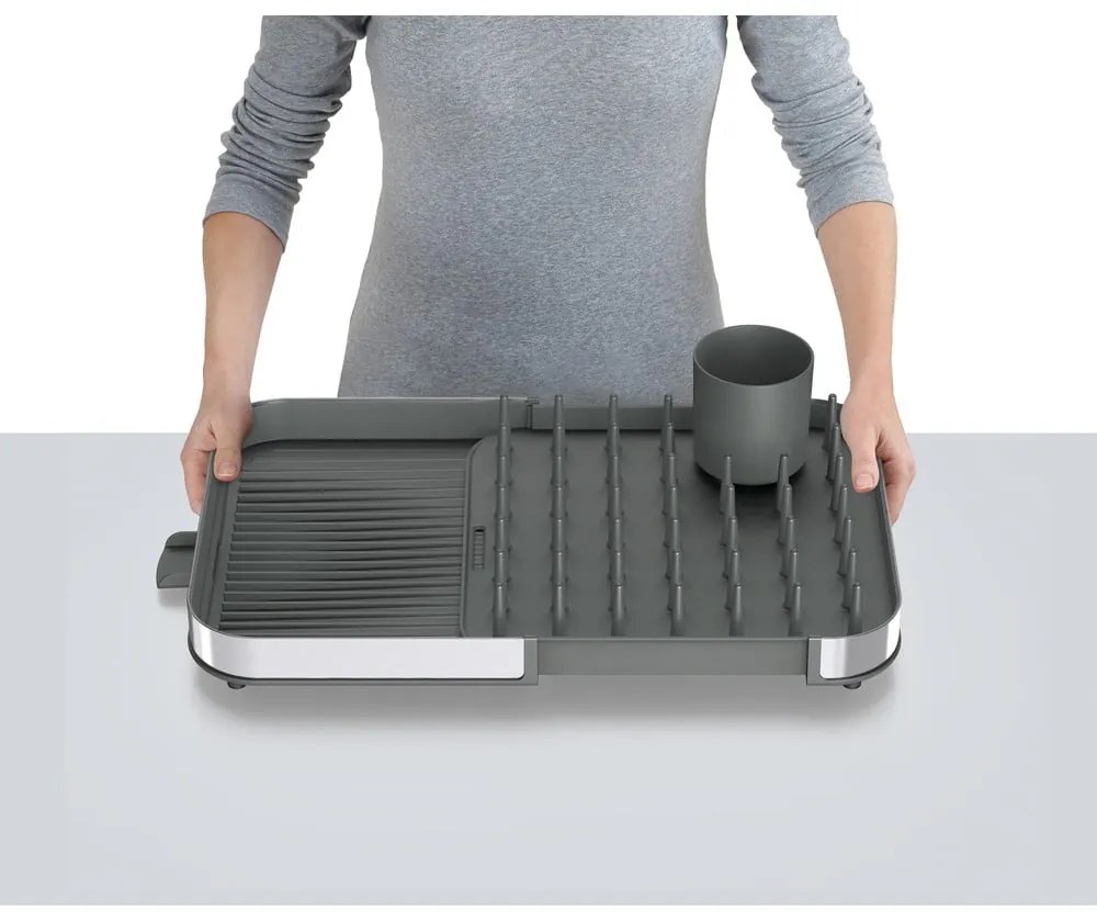 Scolapiatti regolabile grigio in acciaio inox 35x39 cm Duo - Joseph Joseph