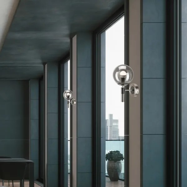 Applique ROLLO 1xE14/5W/230V cromo opaco/fumé