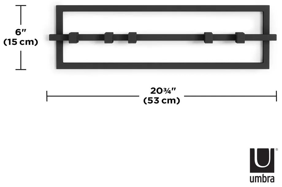 Appendiabiti da parete in metallo nero Cubiko - Umbra