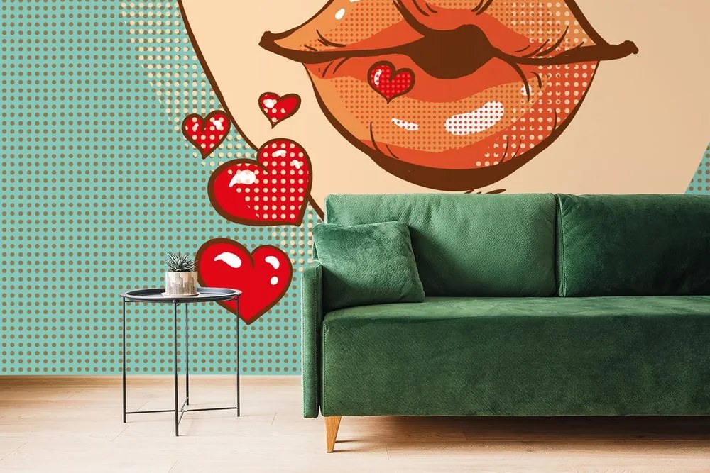 Carta da parati – Bacio pop art pieno d'amore
