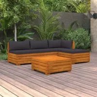 Set Divani da Giardino 5 pz con Cuscini in Massello di Acacia 3087309