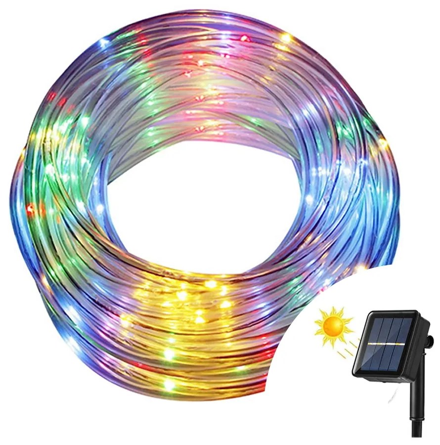 Tubo luminoso con pannello solare 20 metri da esterno 400 Led Multicolore Wisdom