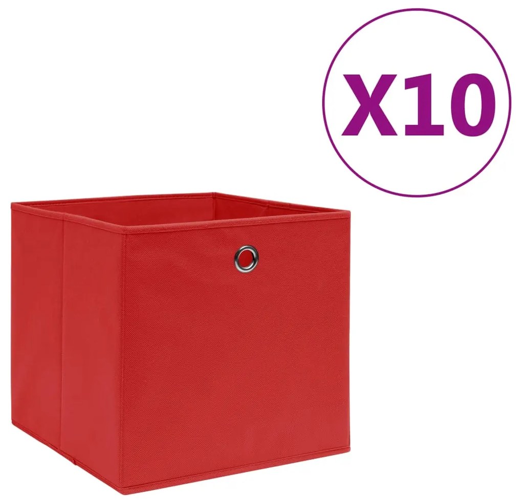 Contenitori 10 Pz İn Tessuto Non Tessuto 28x28x28 Cm Rosso /