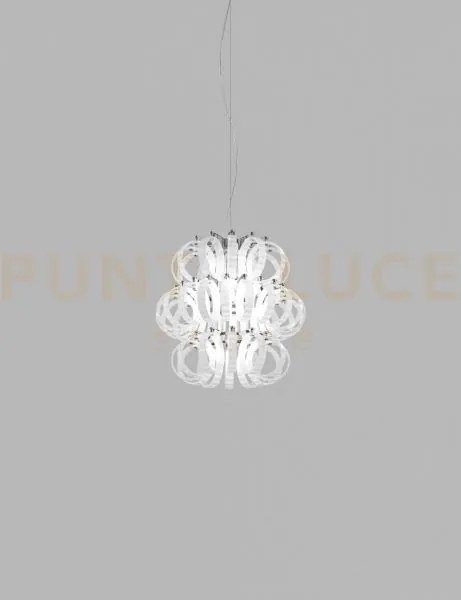 Ecos sospensione 35 bianco rigadin cromo lucido 1 luce attacco e27