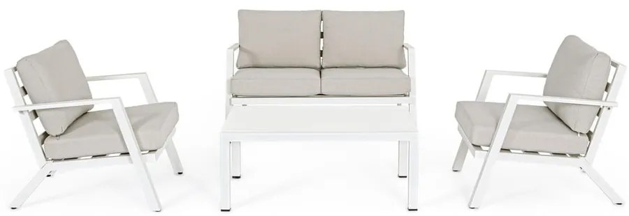 Set di mobili da giardino bianco in alluminio per 4 persone Harley – Bizzotto