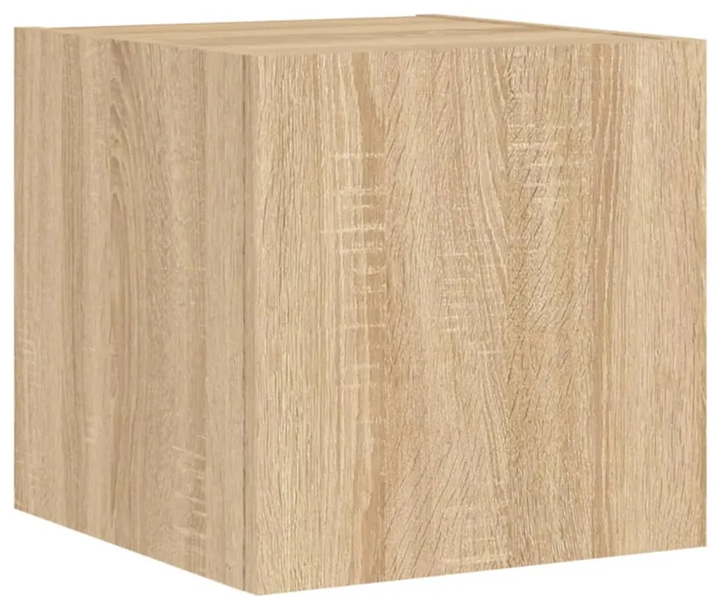Mobile tv a parete con luci led rovere sonoma 30,5x35x80 cm