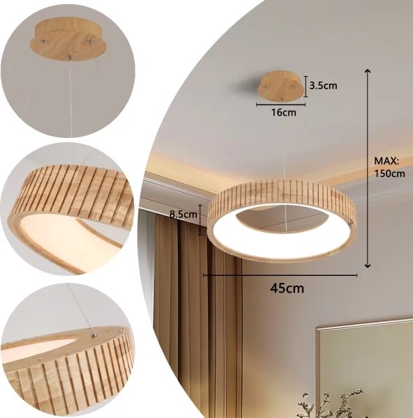 Brilagi - Lampadario LED a sospensione con cavo FALCON WOOD MODERN LED/30W/230V Ø 45 cm in legno
