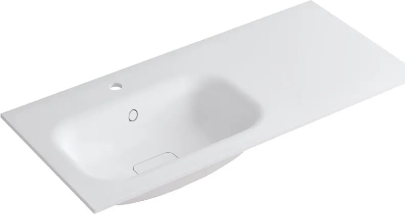 Lavabo a incasso rettangolare vasca a sinistra L 100.5 x H 15 x P 46 cm in resina bianco lucido