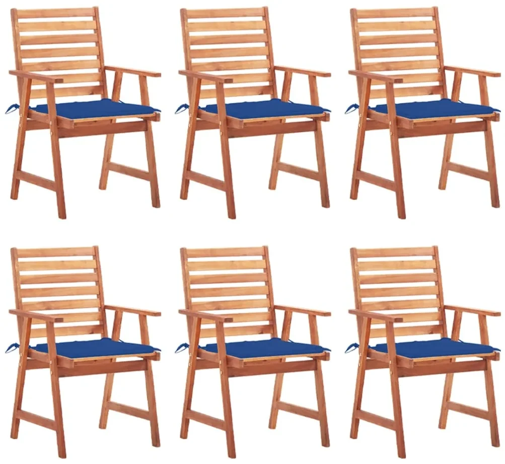 Sedie da pranzo da esterni con cuscini 6 pz massello di acacia