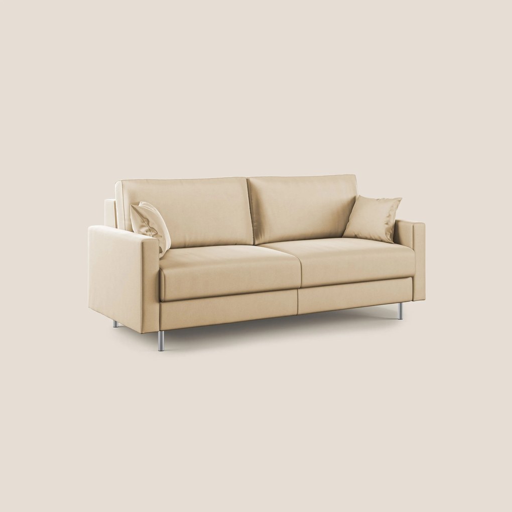 Andromeda divano letto matrimoniale in velluto morbido impermeabile T01 beige 168 cm (mat. 120x197)