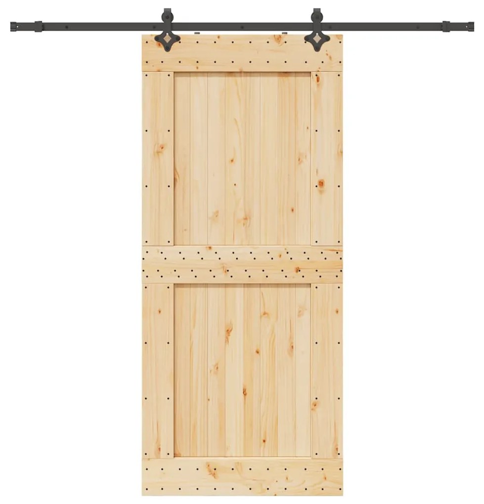 Porta Scorrevole Con Set Hardware 100x210cm Legno Massello Pino /