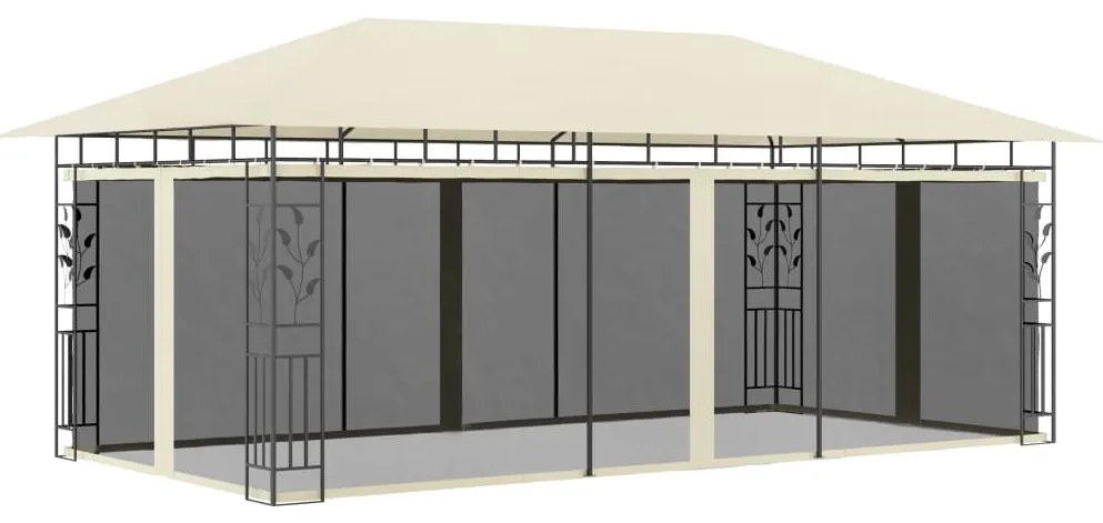 Gazebo Con Zanzariera 6x3x2,73 M Crema /