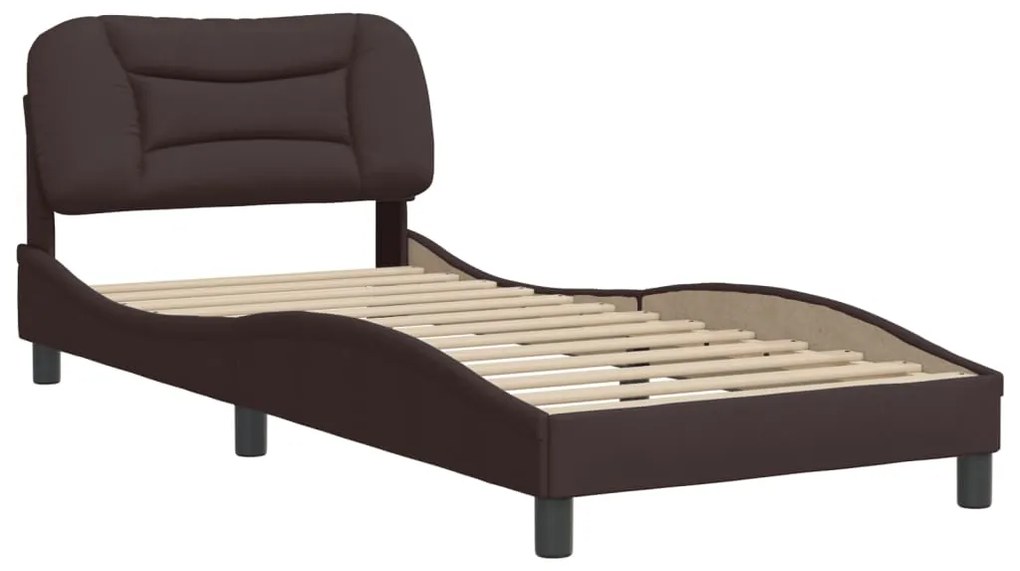 Giroletto con testiera marrone scuro 90x200 cm in tessuto
