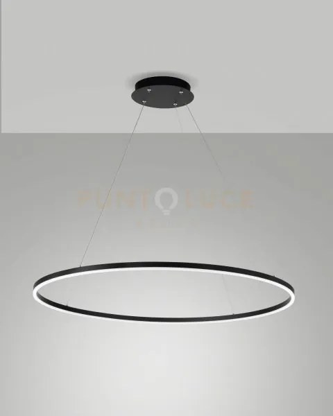 Leo sospensione nera a led 60w 3000k 6300lm d.100cm on/off