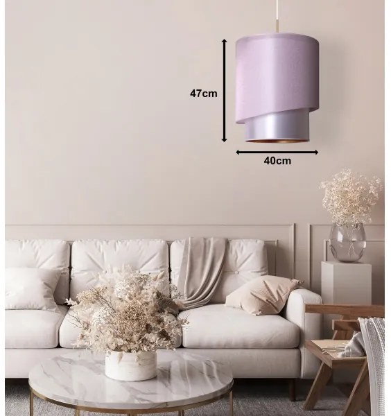 Duolla - Lampadario a sospensione con filo PARIGI 1xE27/15W/230V diametro 40 cm rosa/argento/rame