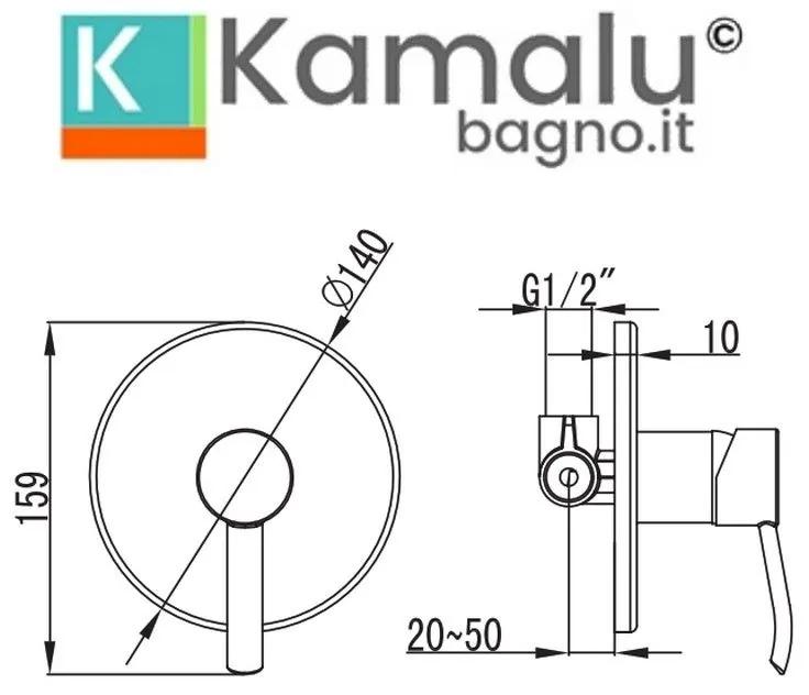 Kamalu - miscelatore doccia design a incasso con finitura cromata | ele-180d