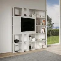 Composizione Libreria Kato 6R 2 fianchi 2 fasce lunghe 2 fasce cort - Bianco Frassino,N