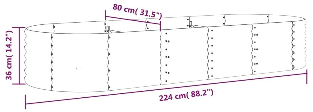 Letto da Giardino in Acciaio a Polvere 224x80x36 cm Antracite