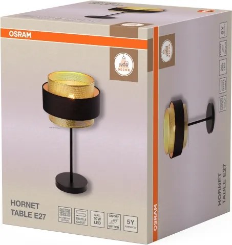 Osram - Lampada da tavolo DECOR HORNET 1xE27/10W/230V nera/dorata