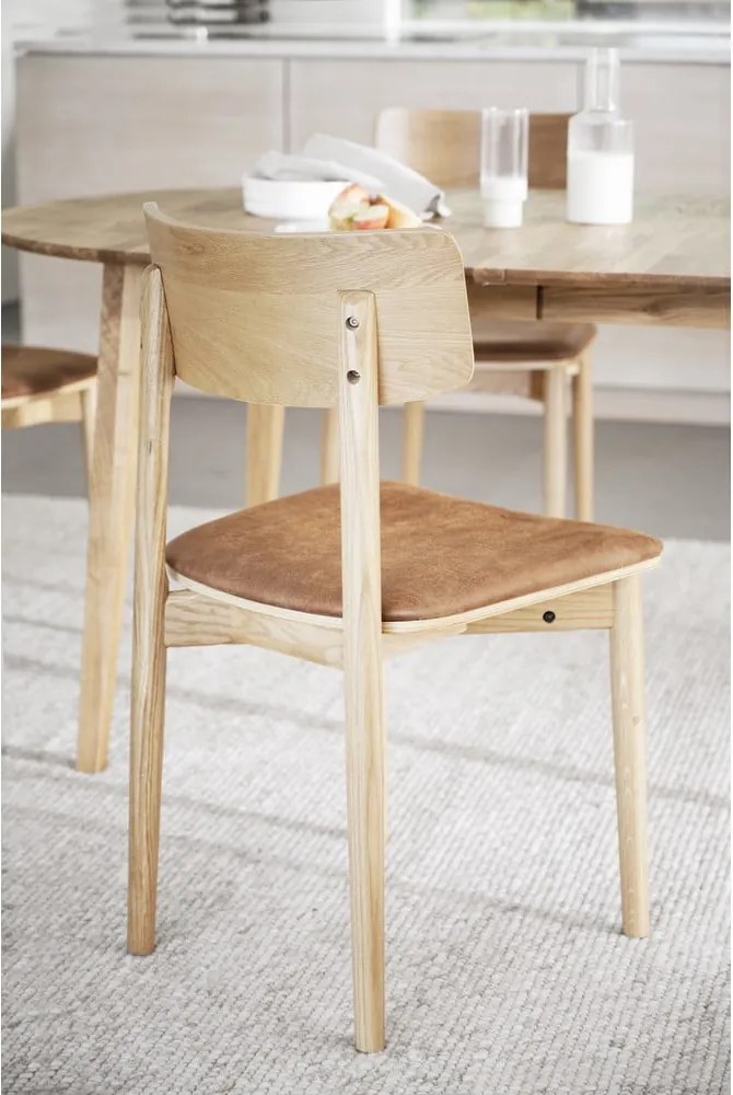 Sedie da pranzo in similpelle in colore marrone cognac-naturale in set di 2 pezzi Wolcott - Rowico