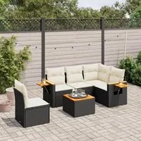 Set Divano da Giardino 6 pz con Cuscini Nero in Polyrattan 3226819