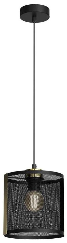 Lampadario a sospensione con filo KAGA 1xE27/60W/230V nero/oro