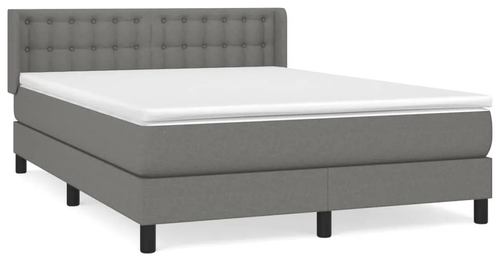 Giroletto a molle con materasso grigio scuro 140x200cm tessuto