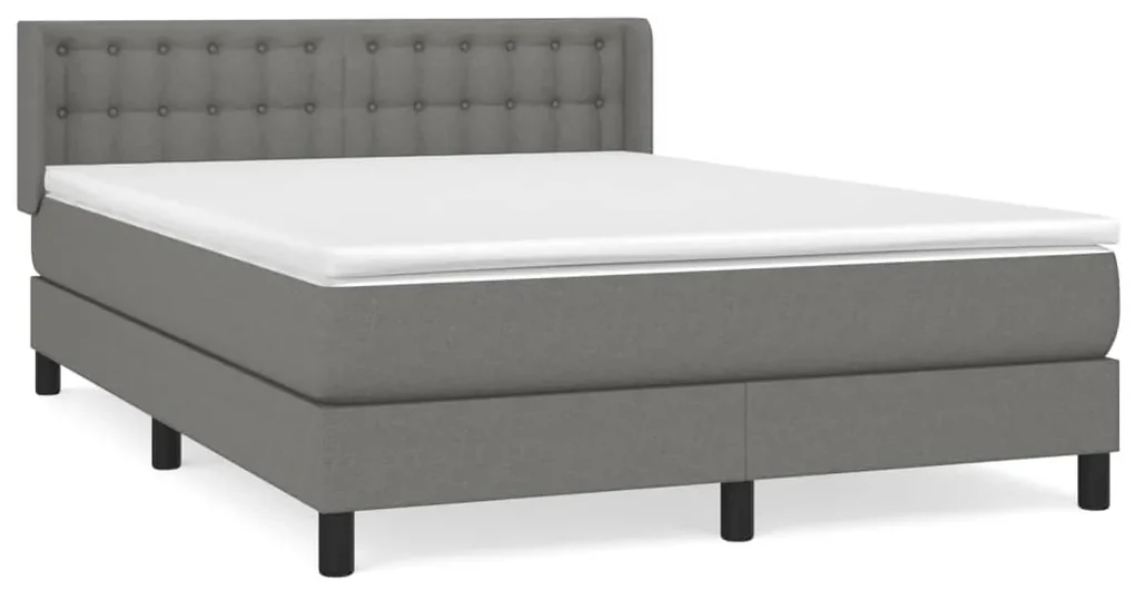 Giroletto a molle con materasso grigio scuro 140x200cm tessuto