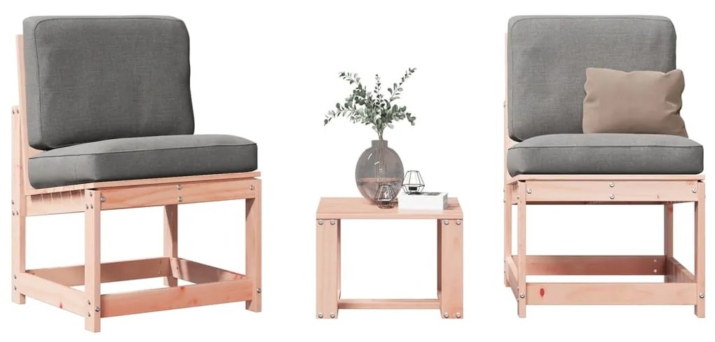 Set Salotto Da Giardino 3 Pz İn Legno Massello Di Douglas /