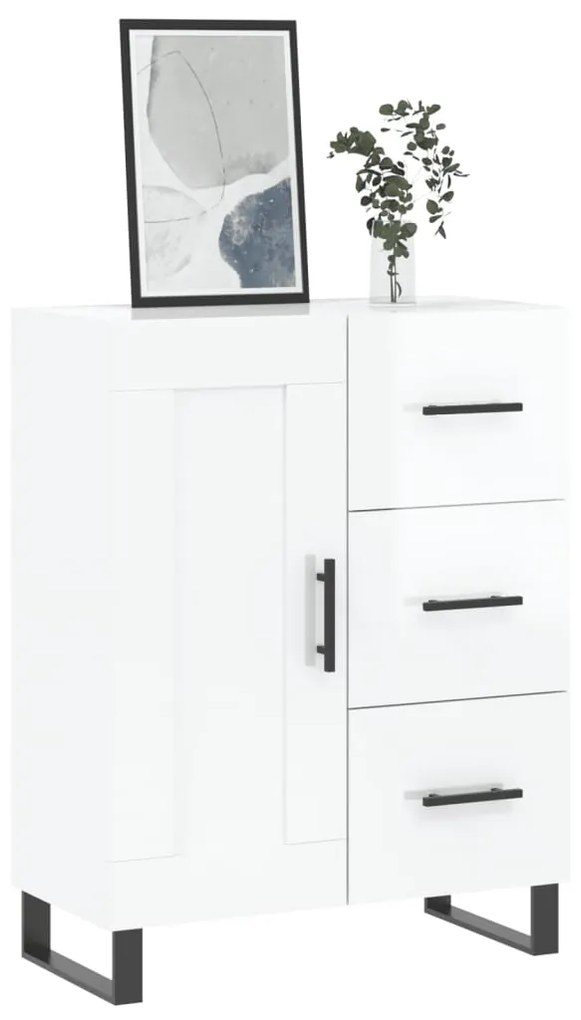 Credenza 69,5x34x90 cm in legno multistrato bianco lucido