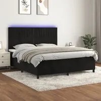 Letto a Molle con Materasso e LED Nero 180x200 cm in Vellutocod mxl 99095