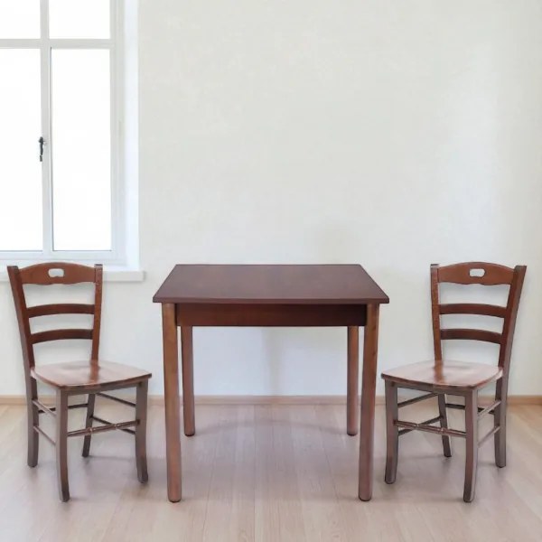 Tavolo fisso in legno con gamba Tonda RISTORANTE misura 90x90 NOCE