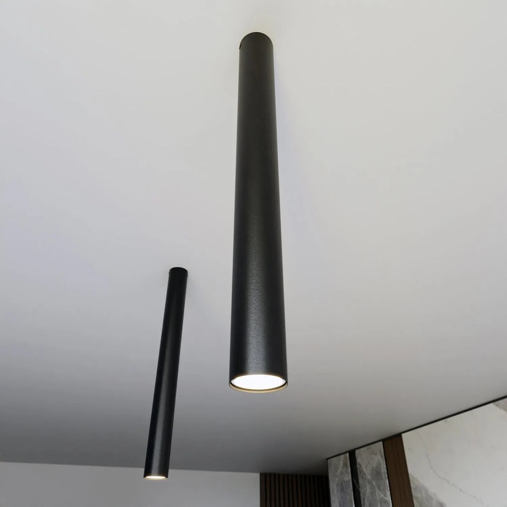 Plafoniera Moderna Faretto Tecno 1 Luce Acciaio Nero 60 Cm