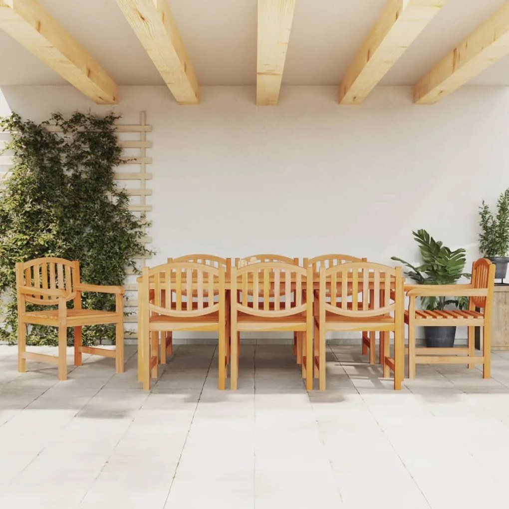 Set Da Pranzo Per Giardino 9 Pz İn Legno Massello Di Teak /
